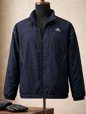 Adidas Running Windbreaker Jacket Navy Blue Mens Size L